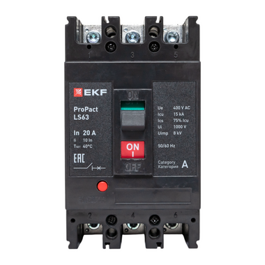 Выключатель автоматический 3п 20А 15кА LS63 ProPact EKF mccb-63-15-3-20-ls