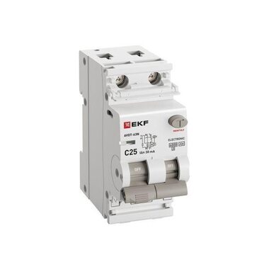 Выключатель автоматический дифференциального тока 2п (1P+N) C 25А 30мА тип A 6кА АВДТ-63N (электрон.) PROxima EKF D63N26EA25C30