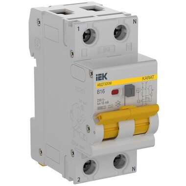 Выключатель автоматический дифференциального тока B 16А 10мА тип A АВДТ32EM KARAT IEK KA-VD14-1-016-B-010-A