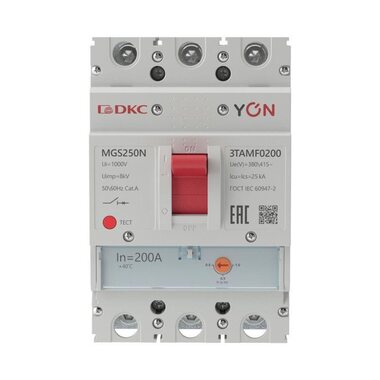 Выключатель автоматический MGS250 3P 160-200A 36kA YON MGS250N-3TAMF0200