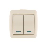 Выключатель 2-кл. ОП Nata 10А IP20 с подсветкой крем. LEZARD 710-0300-112