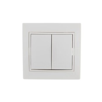 Выключатель 2-кл. СП Mira 10А IP20 с бел.вставкой бел. LEZARD 701-0202-101