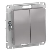 Выключатель 2-кл. СП AtlasDesign 10А IP20 (сх. 5) 10AX механизм алюм. SchE ATN000351