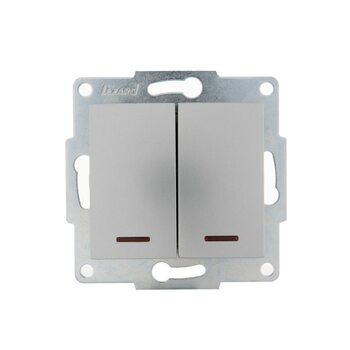 Выключатель 2-кл. 1п СП Karina 10А IP20 с подсветкой механизм матов. серебр. LEZARD 707-4388-112