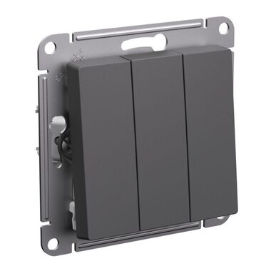 Выключатель 3-кл. AtlasDesign сх.1+1+1 10АХ механизм базальт SE ATN001431