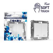 Выключатель 2-кл. СП Pixel 10А IP20 с индикатором механизм айс TOKOV ELECTRIC TKE-PX-V2I-C34