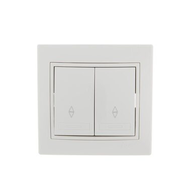 Переключатель проходной 2-кл. СП Mira 10А IP20 с бел.вставкой бел. LEZARD 701-0202-106