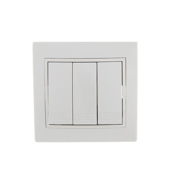 Выключатель 3-кл. СП Mira 10А IP20 с бел.вставкой бел. LEZARD 701-0202-109