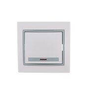 Выключатель 1-кл. СП Mira 10А IP20 с подсветкой с сер. вставкой бел. LEZARD 701-0215-111