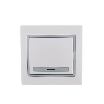 Выключатель 1-кл. СП Mira 10А IP20 с подсветкой с сер. вставкой бел. LEZARD 701-0215-111