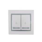 Переключатель проходной 2-кл. СП Mira 10А с сер. вставкой бел. LEZARD 701-0215-106