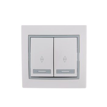 Переключатель проходной 2-кл. СП Mira 10А с сер. вставкой бел. LEZARD 701-0215-106