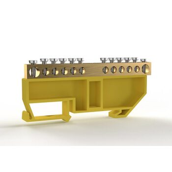 Шина PE "земля" на DIN-изоляторе 6х9мм 12 отвер. латунь TOKOV ELECTRIC TKE-BCB-69-12-DIN/PE