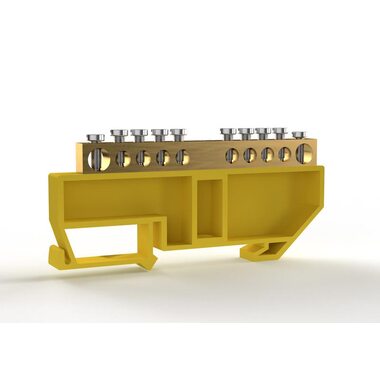 Шина PE "земля" на DIN-изоляторе 6х9мм 10 отвер. латунь TOKOV ELECTRIC TKE-BCB-69-10-DIN/PE